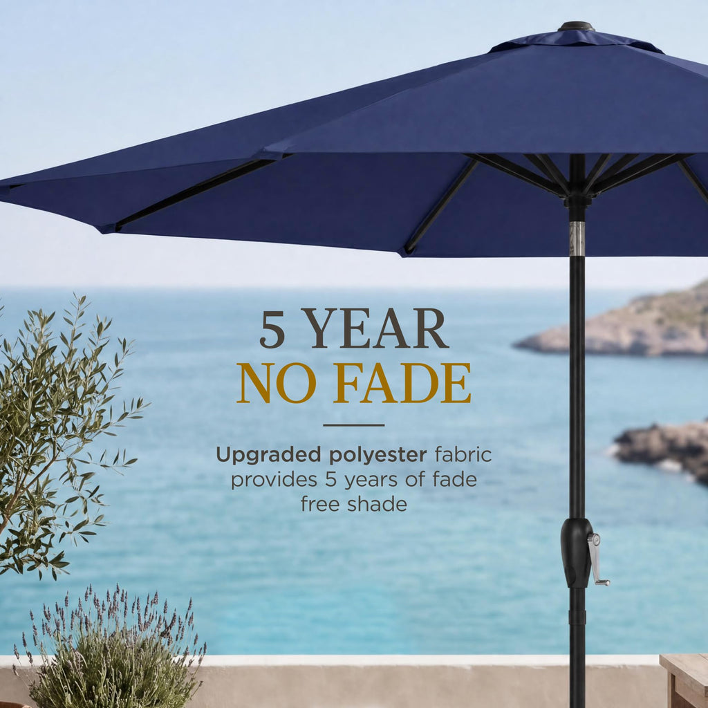 9ft Navy Polyester Patio Umbrella with Aluminum Frame K760