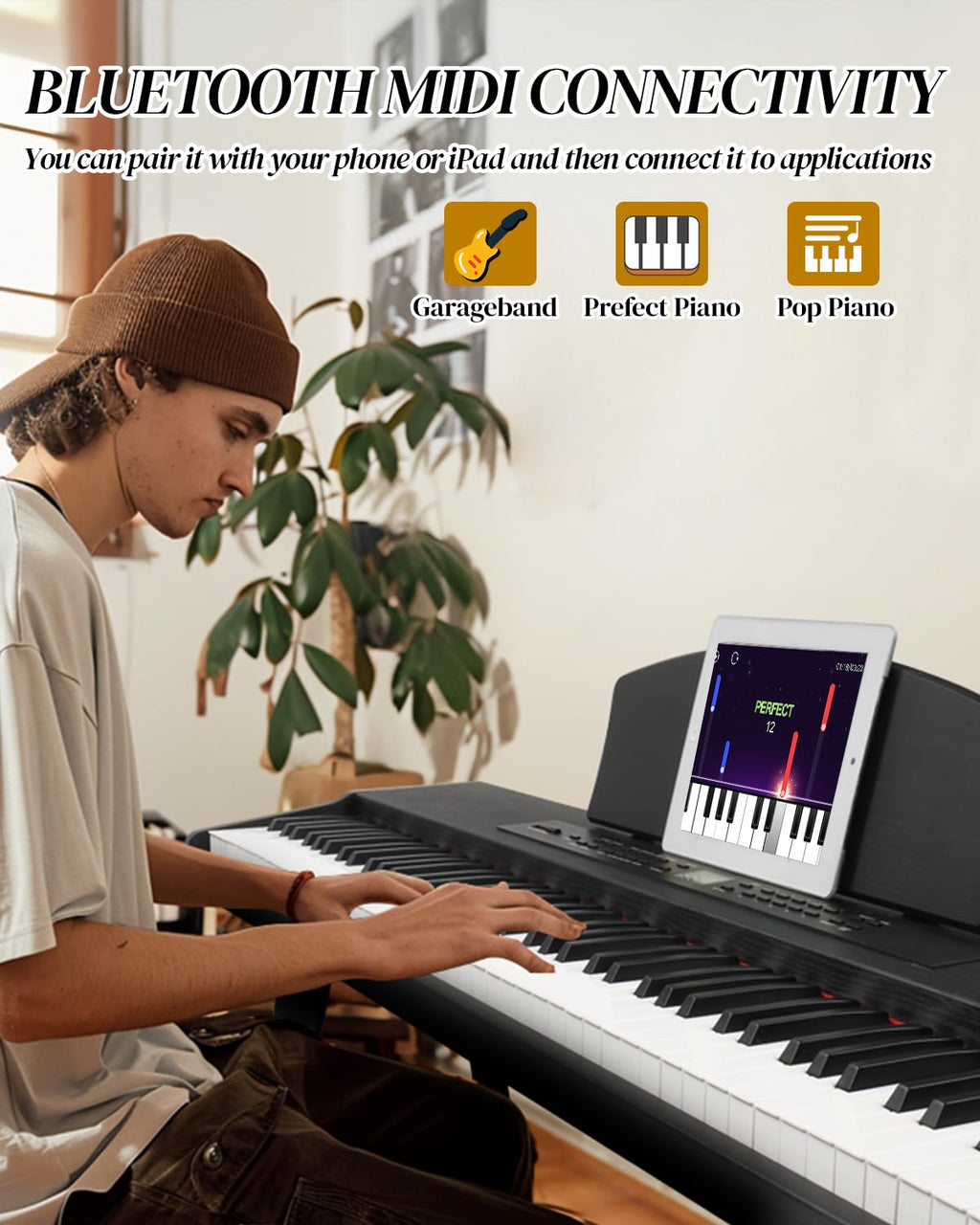 88 Key Full Size Digital Piano Keyboard Set Black E11250