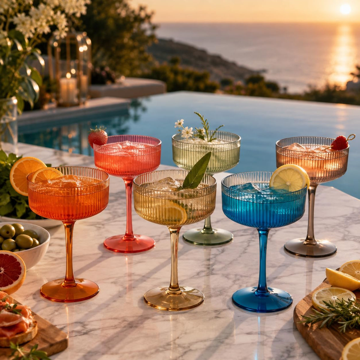 Ribbed Acrylic Martini Glasses Set of 6 C747178