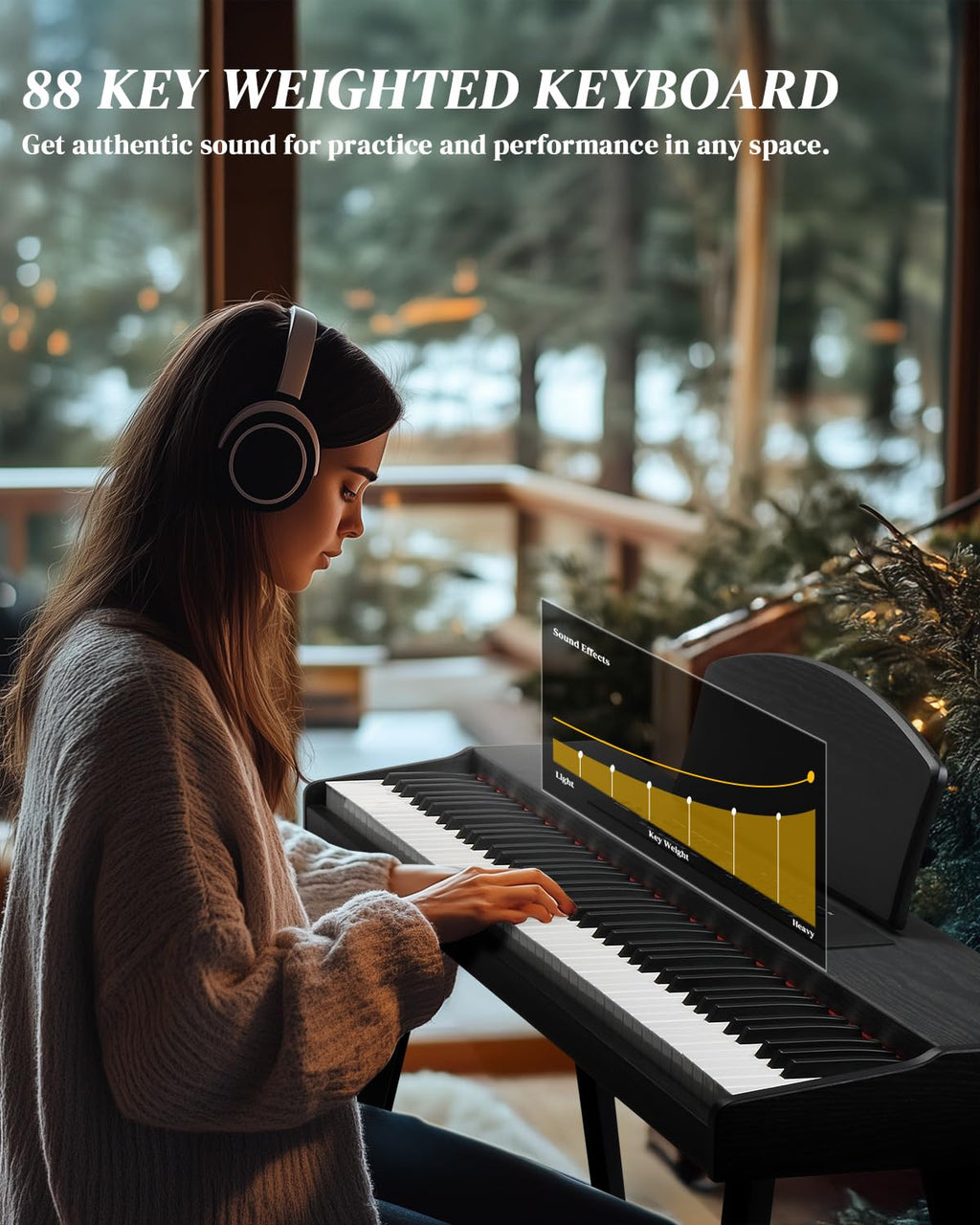 88 Key Full Size Digital Piano Keyboard Set Black E11250