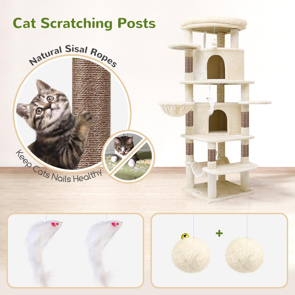 Beige 66inch Corner Cat Tree Tower Z10370