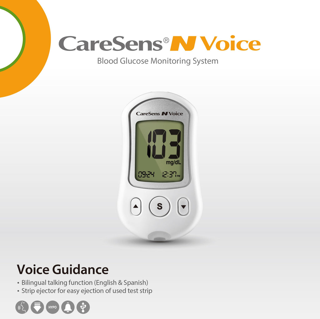 Blood Glucose Monitoring System with Talking Meter, 300 Test Strips, 100 Lancets, Lancing Device and Carrying Case B815241