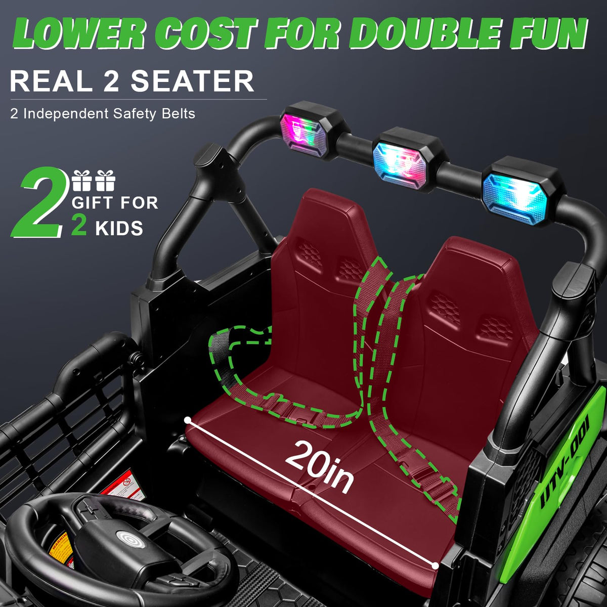 Green 2-Seater Ride On Car Truck I2799
