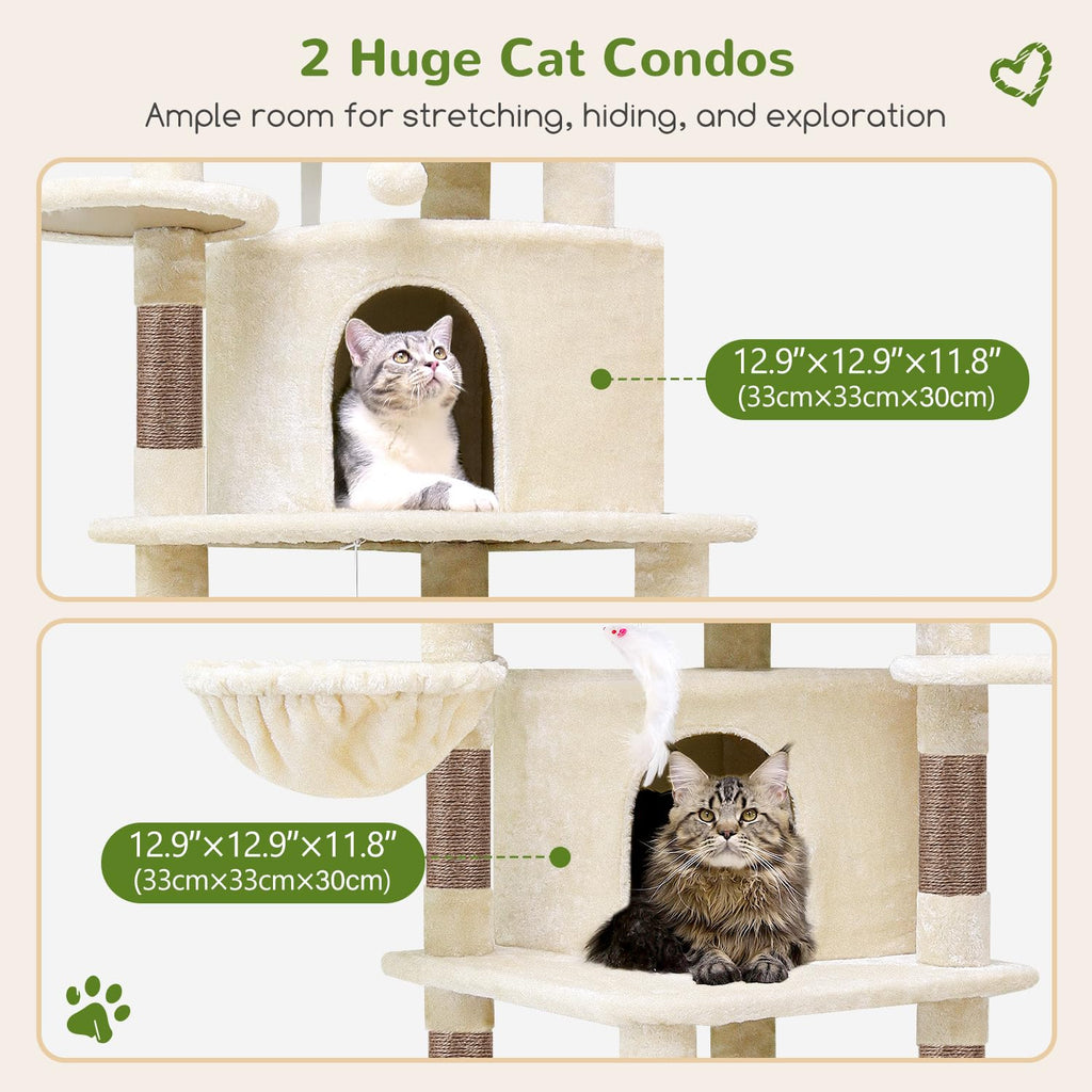 Beige 66inch Corner Cat Tree Tower Z10370