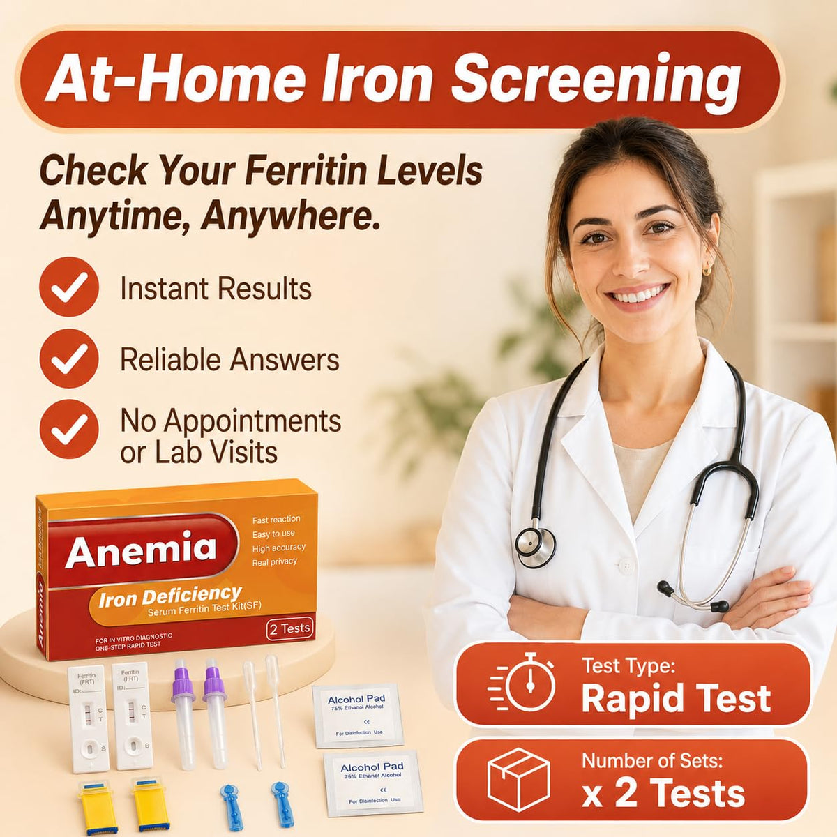 Iron Deficiency at Home Test Kit 2 Pack S948052