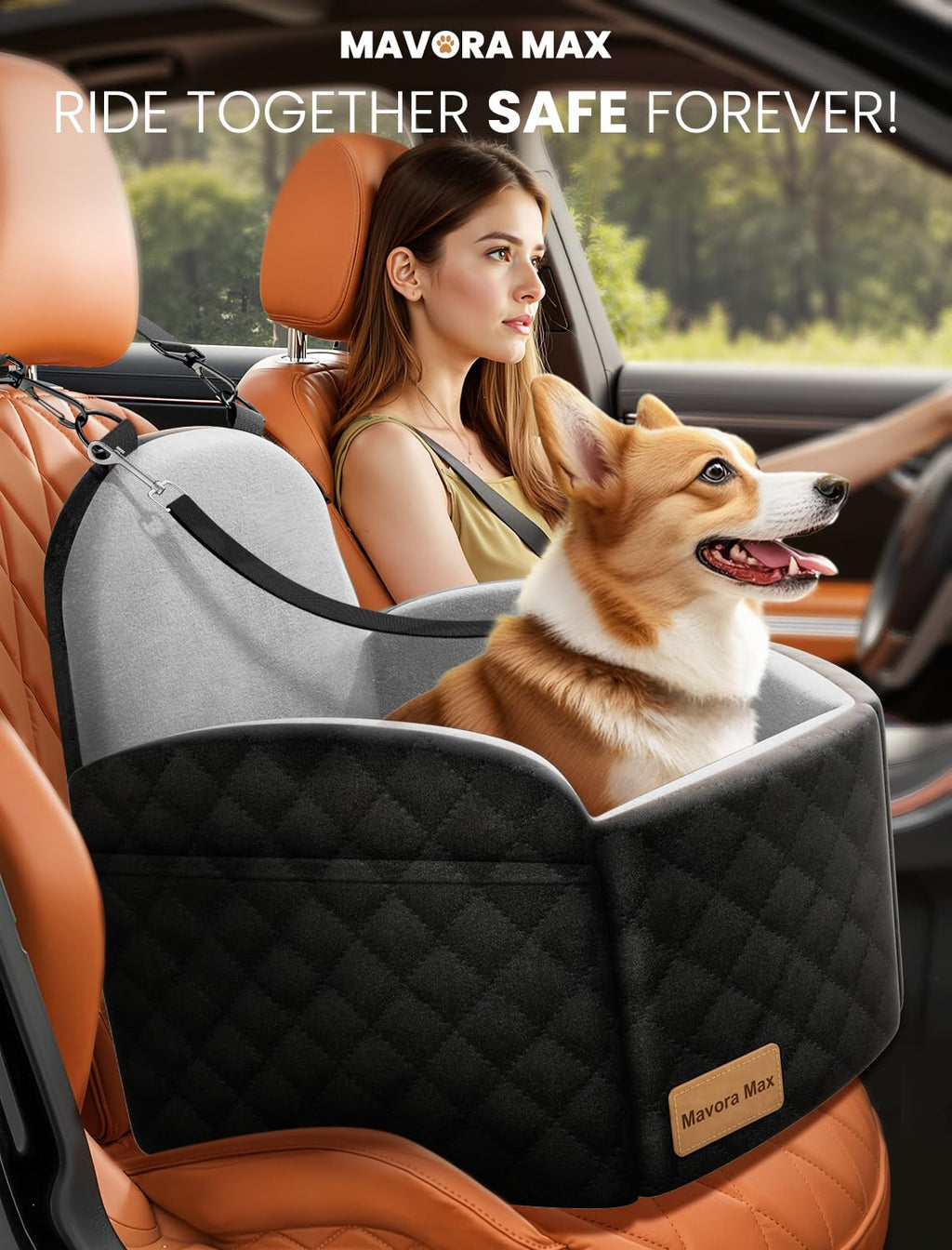Dog Car Seat for Small/Medium Dogs up to 35lbs, Memory Foam, Grey G2480