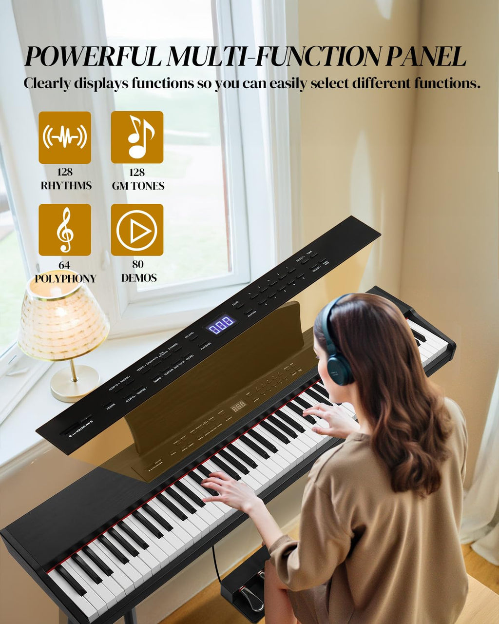 88 Key Full Size Digital Piano Keyboard Set Black E11250