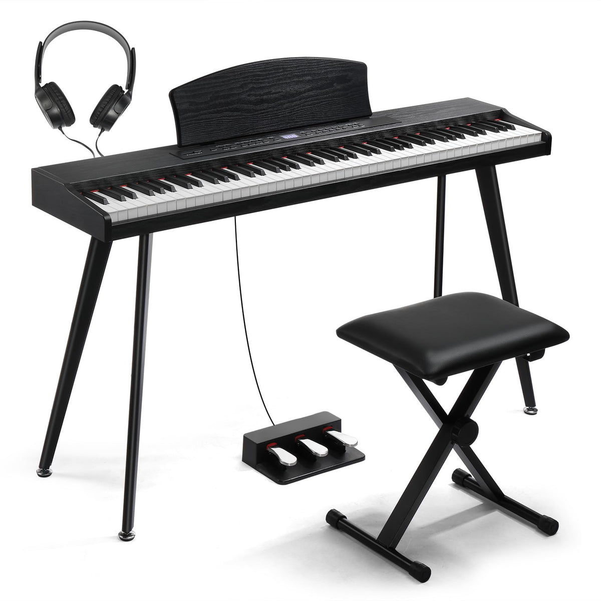 88 Key Full Size Digital Piano Keyboard Set Black E11250