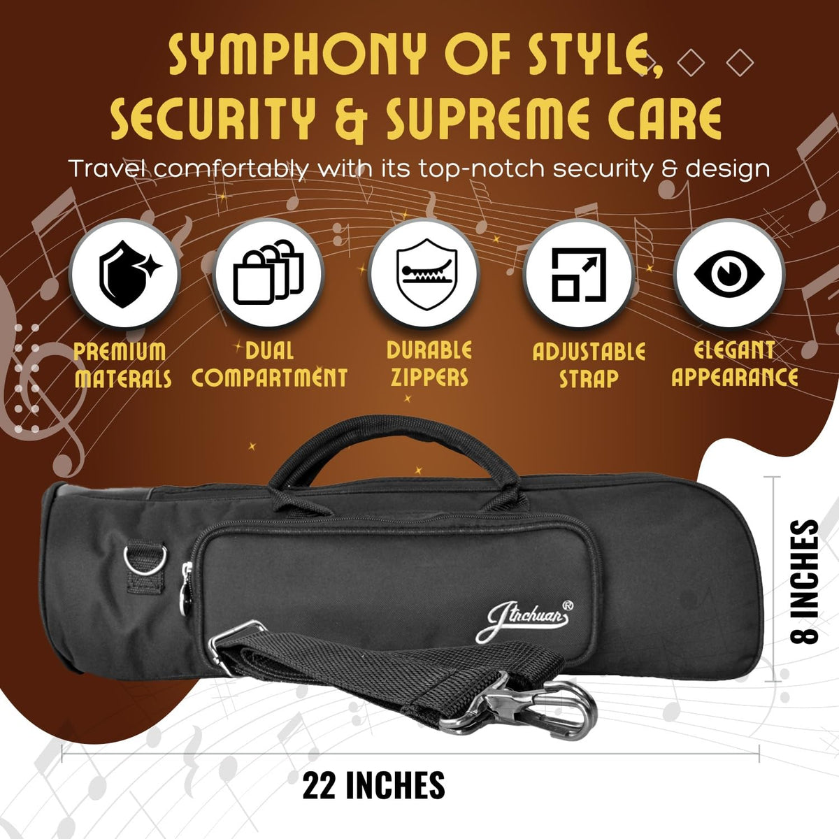 Cotton Padded Black Trumpet Bag with Adjustable Shoulder Strap N329