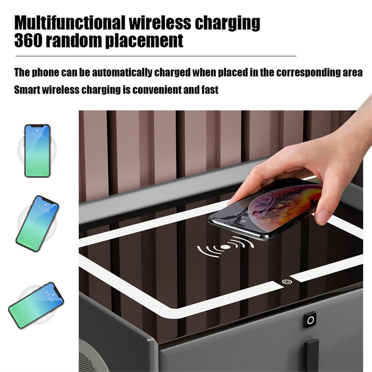 Smart Bedside Table with Fingerprint Reader and Wireless Charging Station Z35342