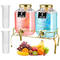 2 Pcs 2 Gallon Glass Drink Dispenser with Stand N661358