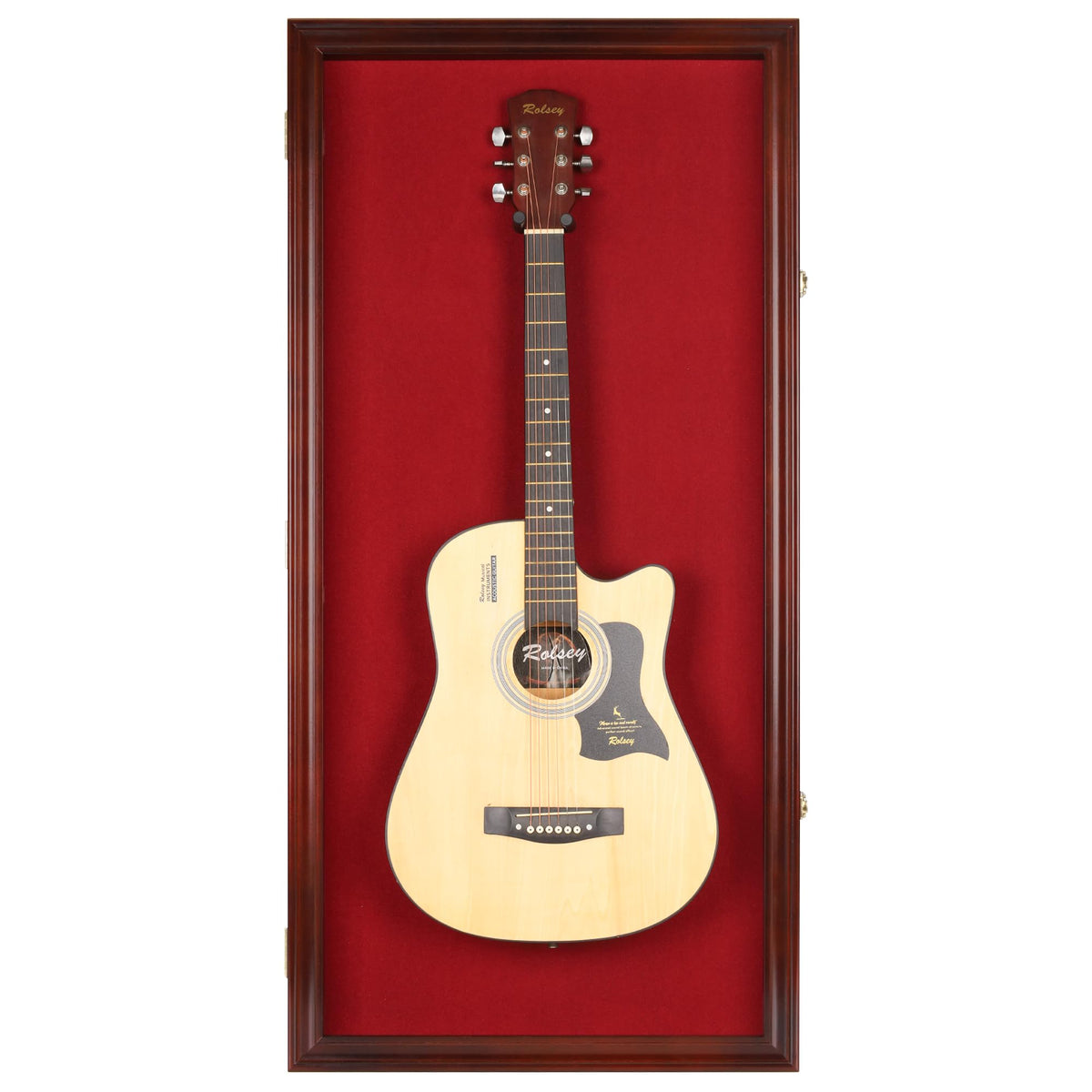 45" Acoustic Guitar Display Case Cabinet Wall Mountable Mahogany Finish Q81668