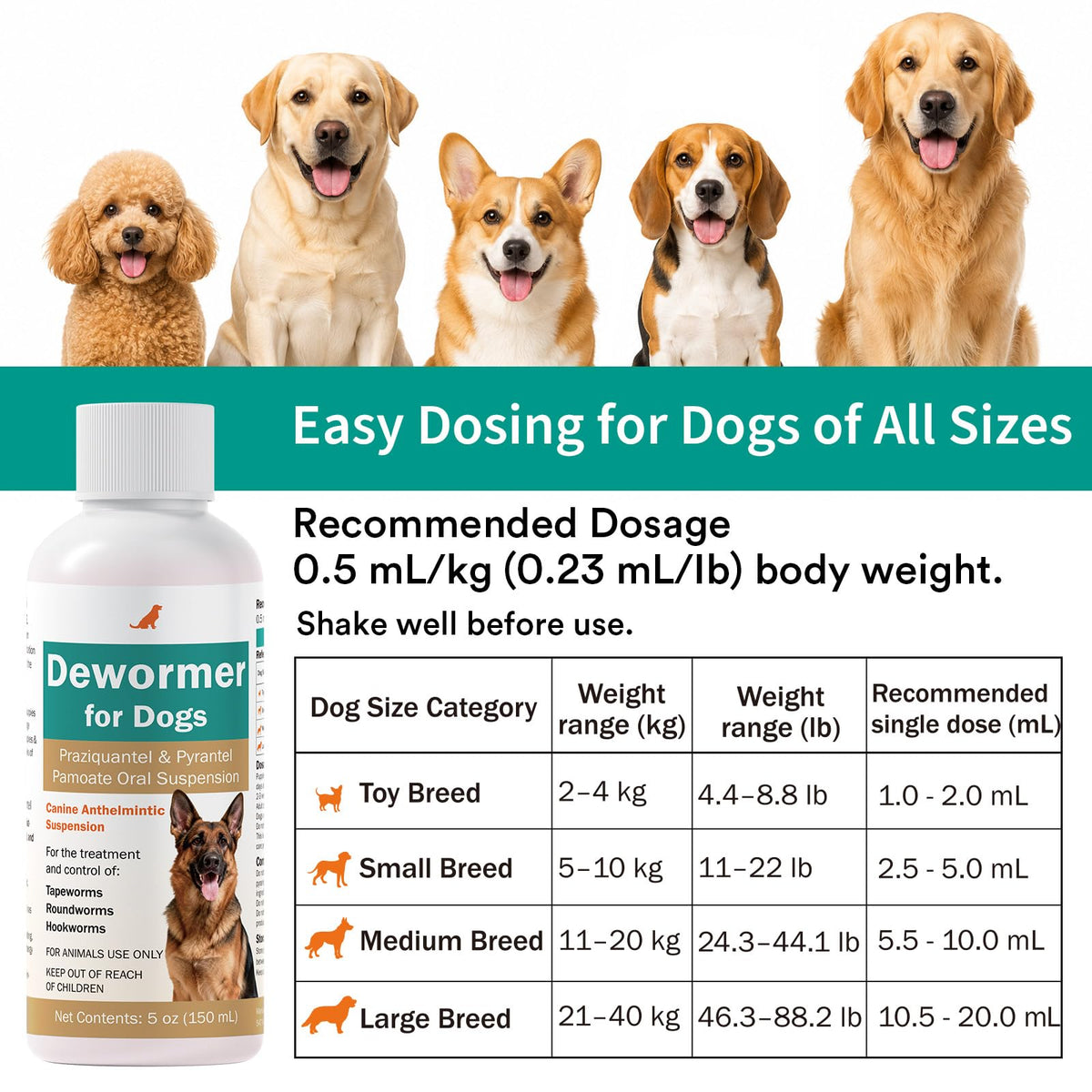 Pyrantel Pamoate & Praziquantel Liquid Dewormer 150ml C664689