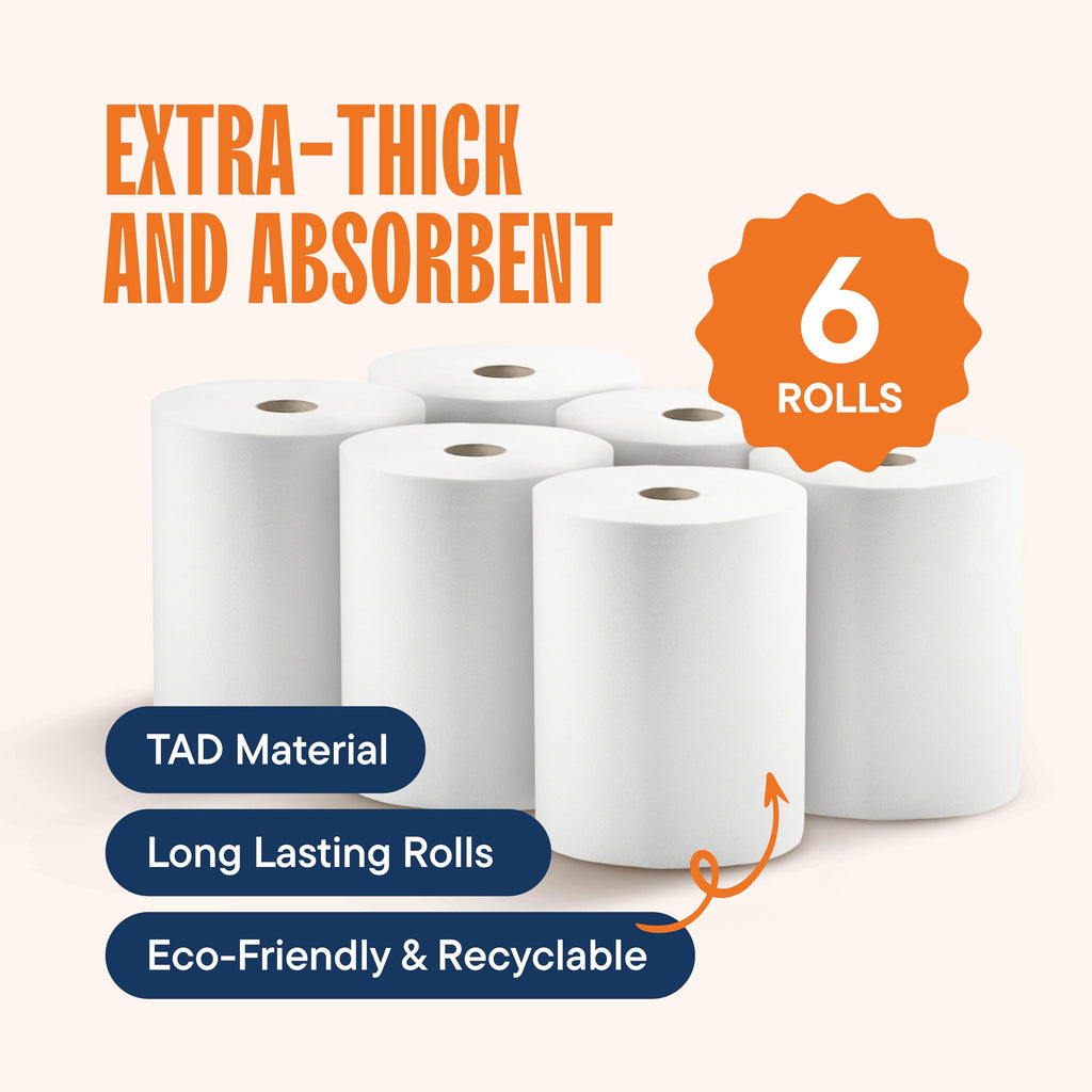 10 x 800 White Paper Towel Rolls 6 Pack P185348