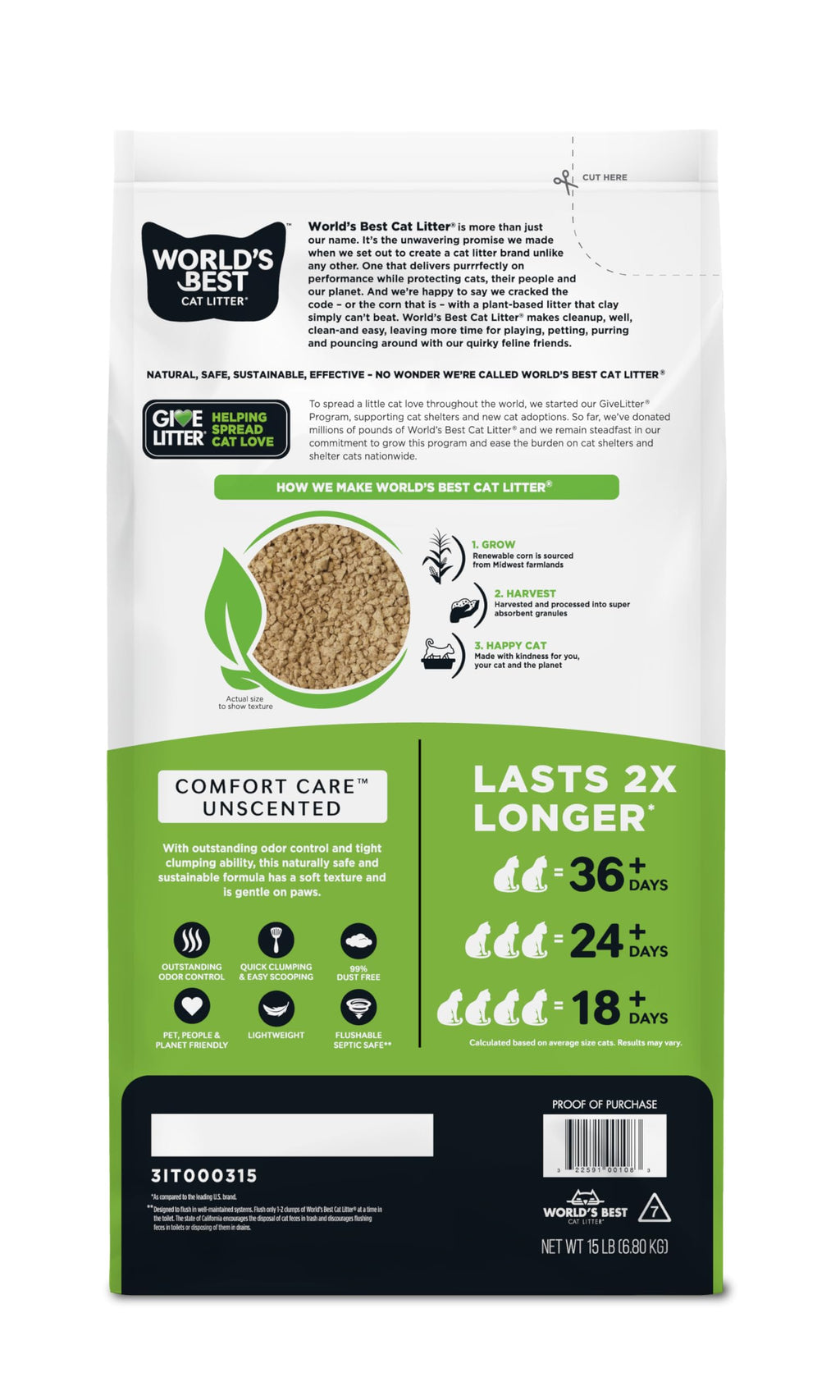 Unscented Odor Control 15 lb Cat Litter L160029