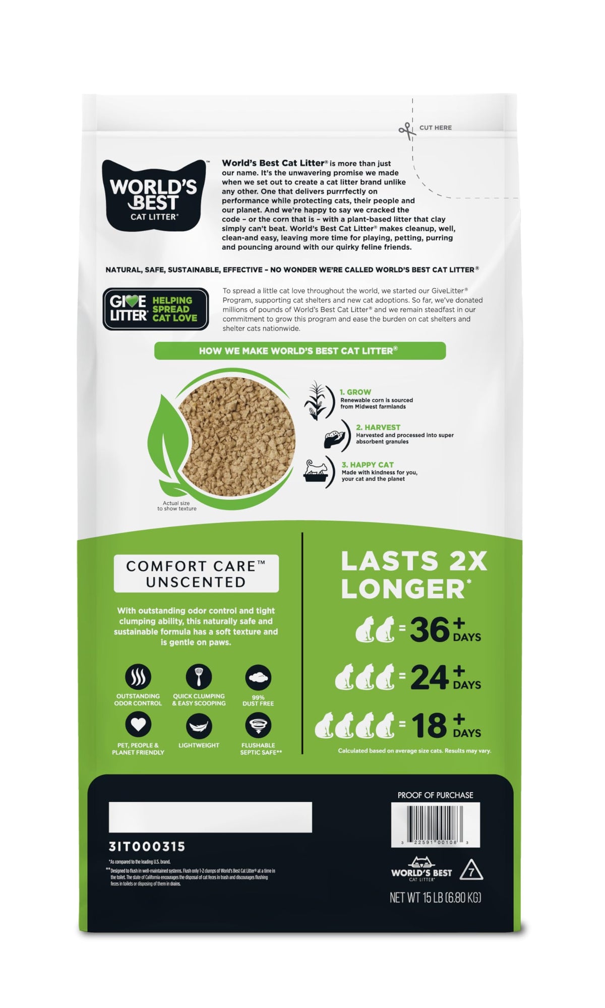 Unscented Odor Control 15 lb Cat Litter L160029