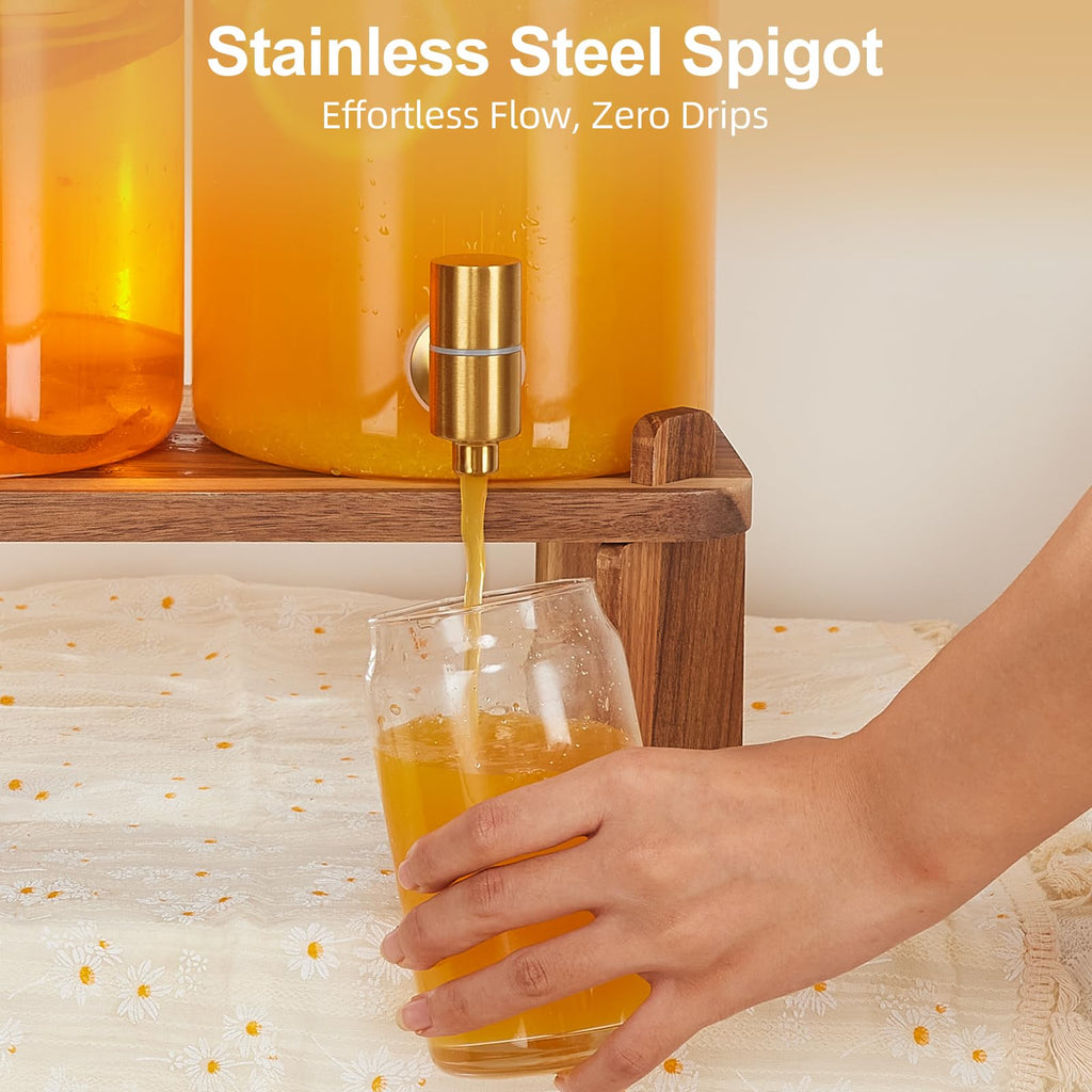 2pcs 1.2 Gallon Glass Drink Dispenser with Stand Z49598