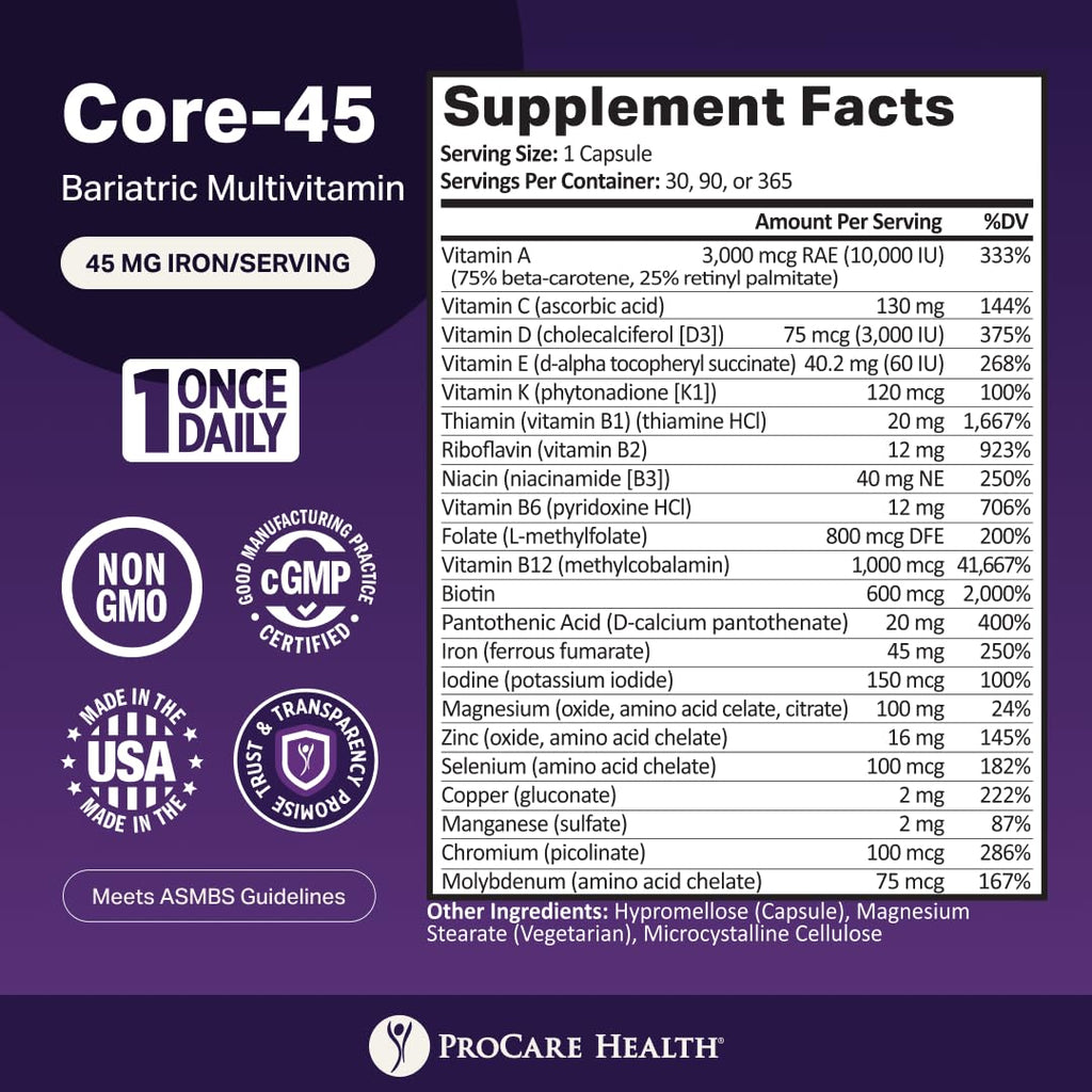 Bariatric Multivitamin 45mg Iron Capsule 30ct U4752