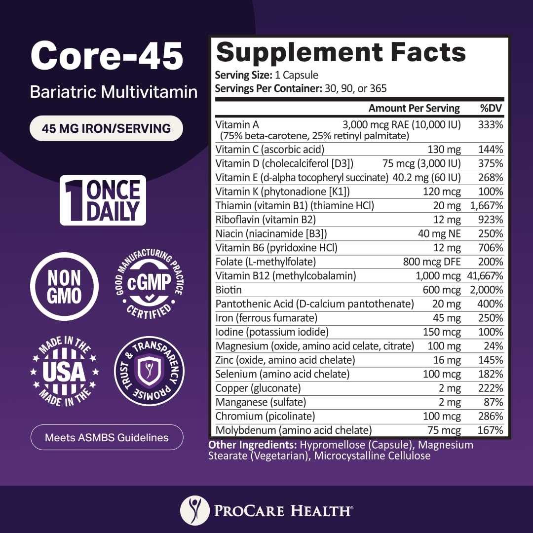 Bariatric Multivitamin 45mg Iron Capsule 30ct U4752
