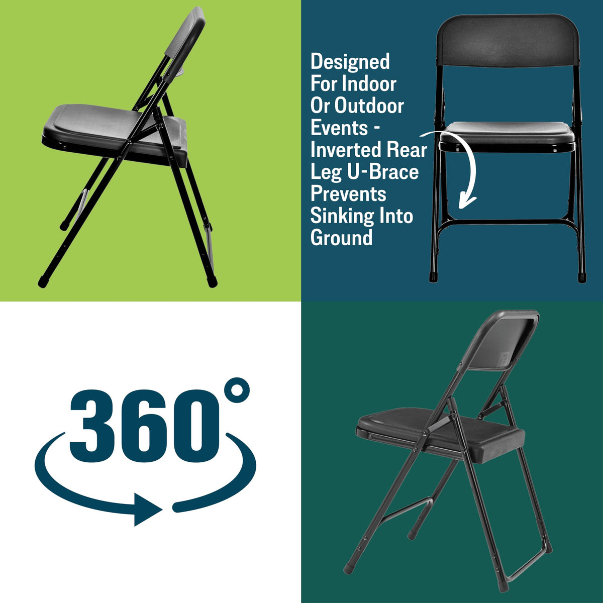 Black Light-Weight Folding Chair 4/Pack Q253