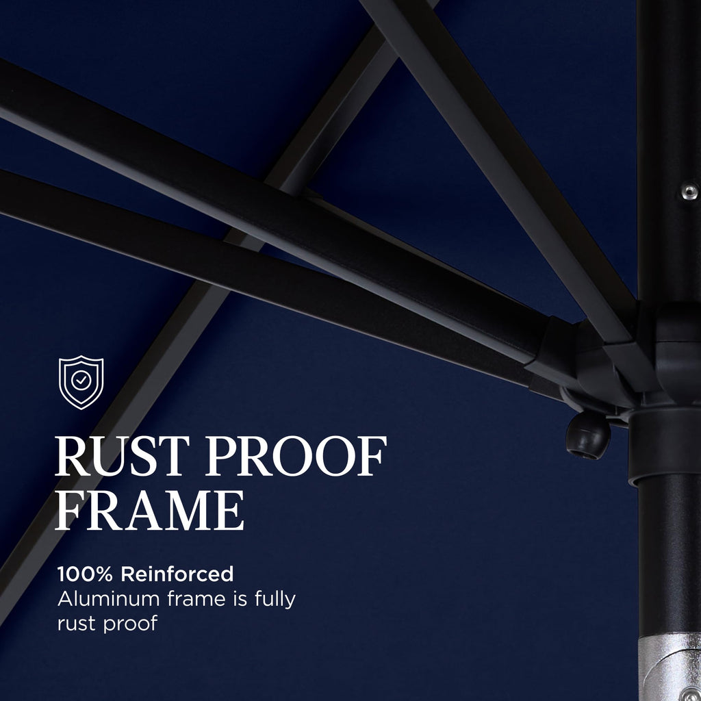 9ft Navy Polyester Patio Umbrella with Aluminum Frame K760