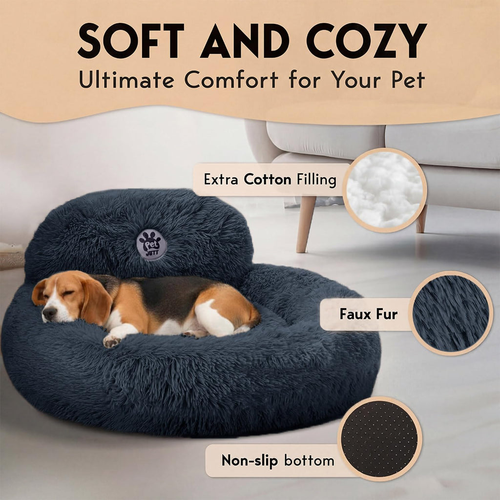Medium Size Washable Anti-Slip Fluffy Plush Round Dog Bed U672852