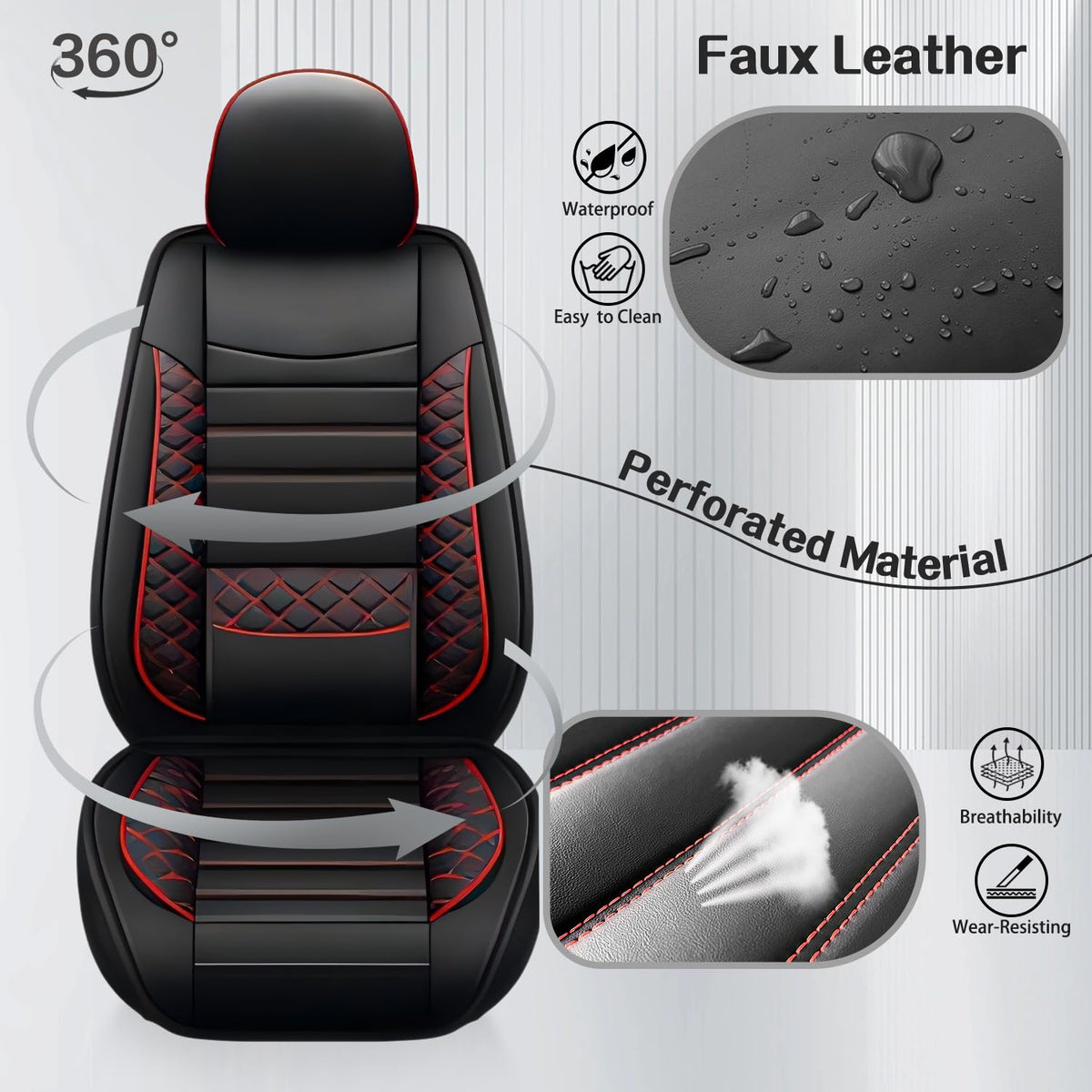 Leather 5-Seat Car Seat Covers Full Set Q144