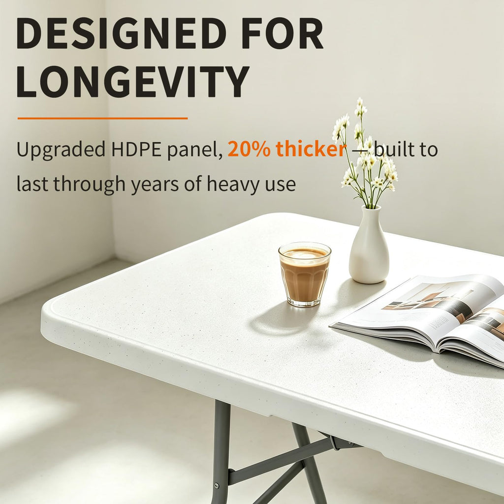 6ft Heavy Duty Portable Plastic Folding Table S531960