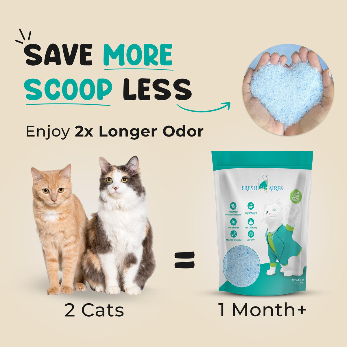 Unscented Lightweight Non-Clumping Crystal Cat Litter Z168