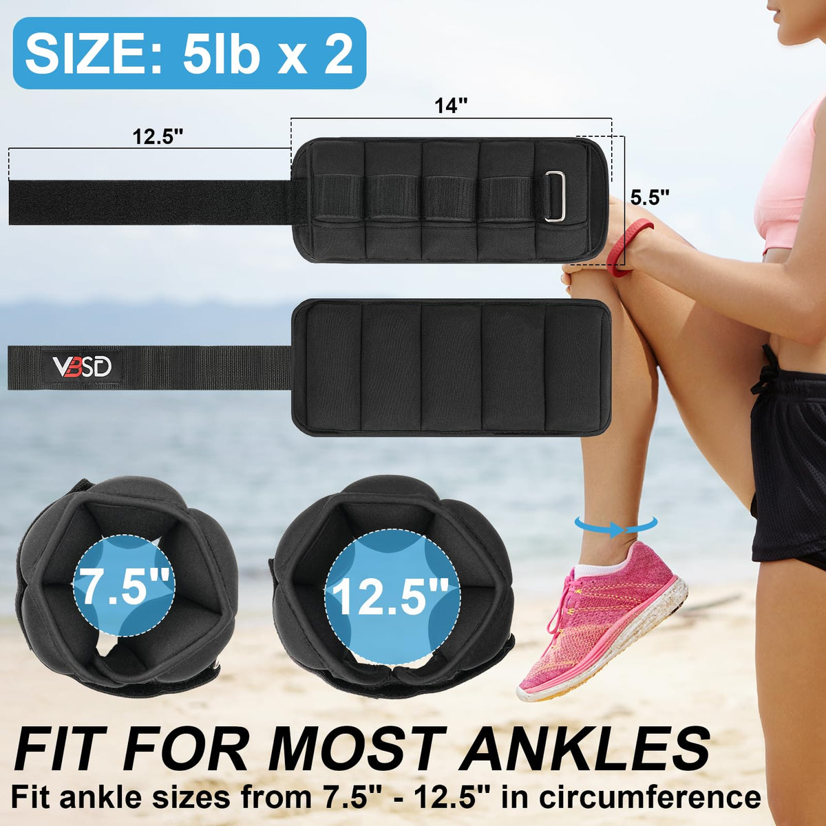Adjustable 10lb Ankle Weights Q1679