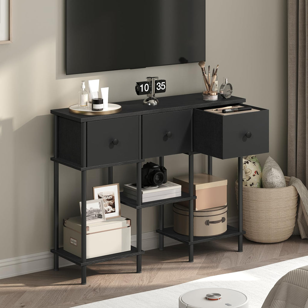 Black 3 Fabric Drawer TV Stand H97955