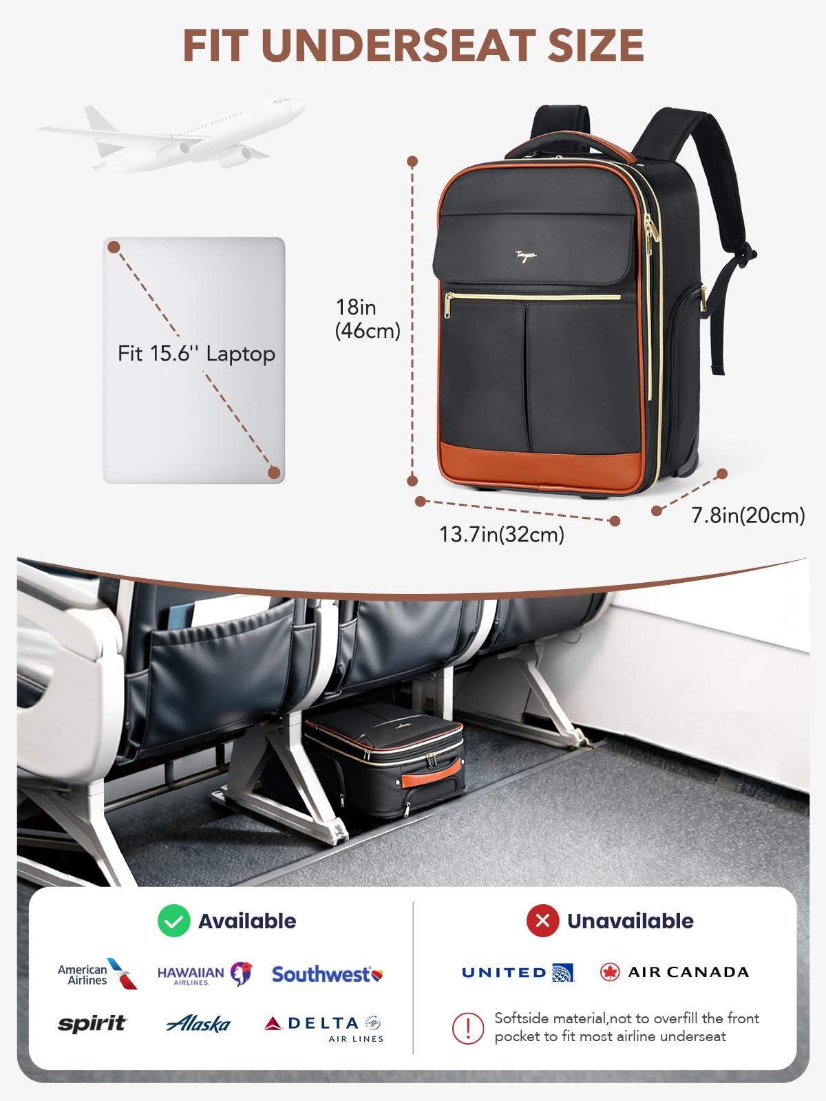 Rolling Large Travel Backpack with Wheels F3674