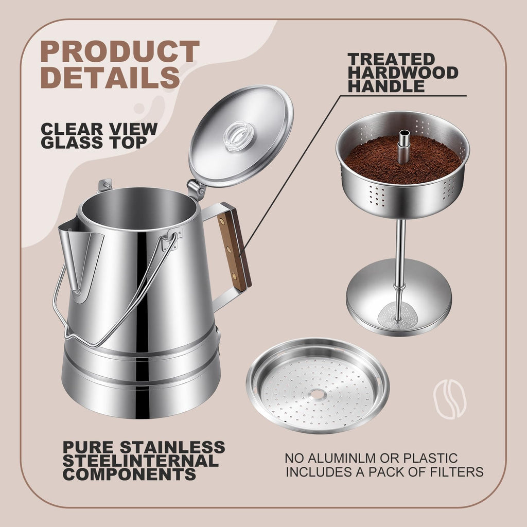 28 Cup Stainless Steel Percolator Coffee Pot N87636