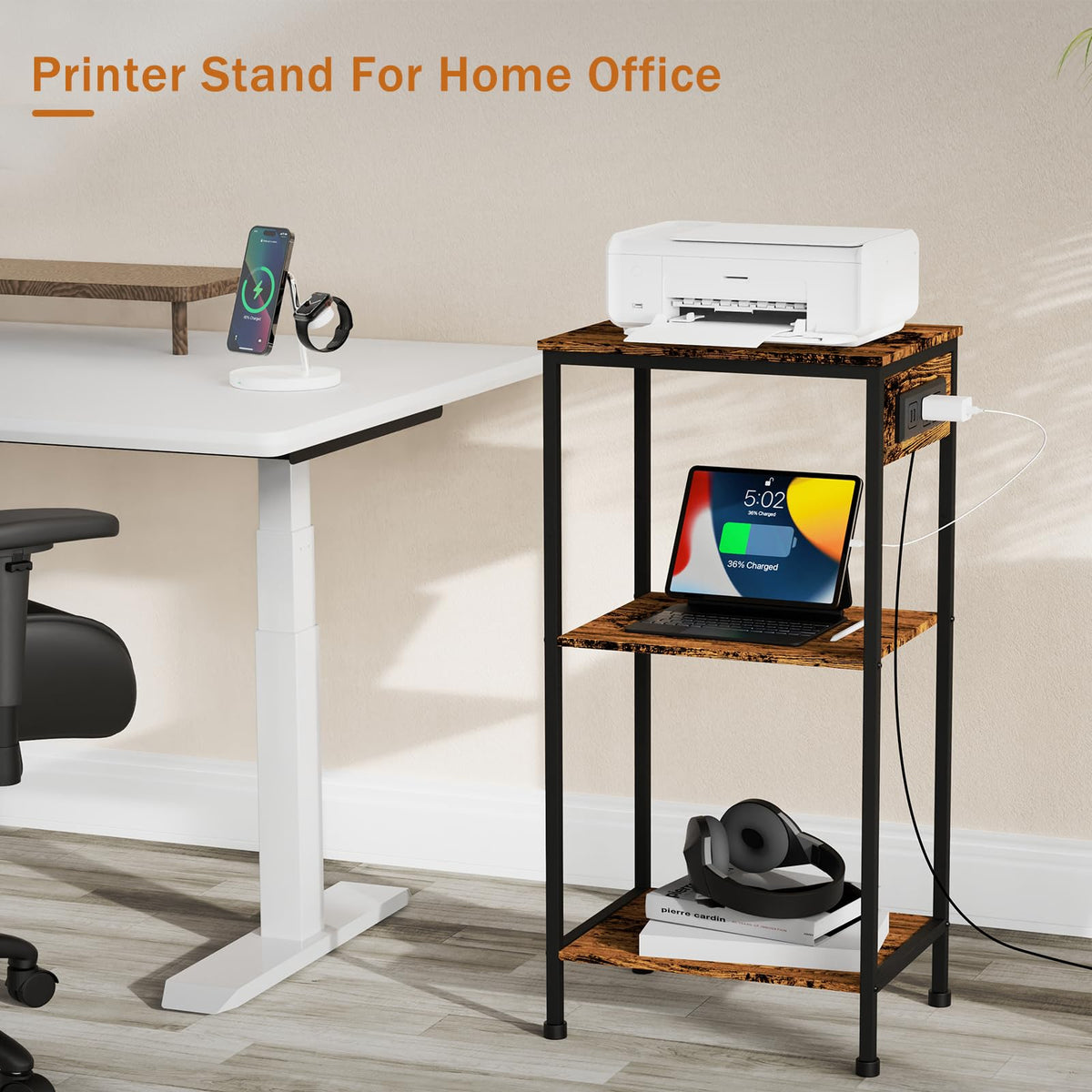 Tall End Table with Charging Station J461