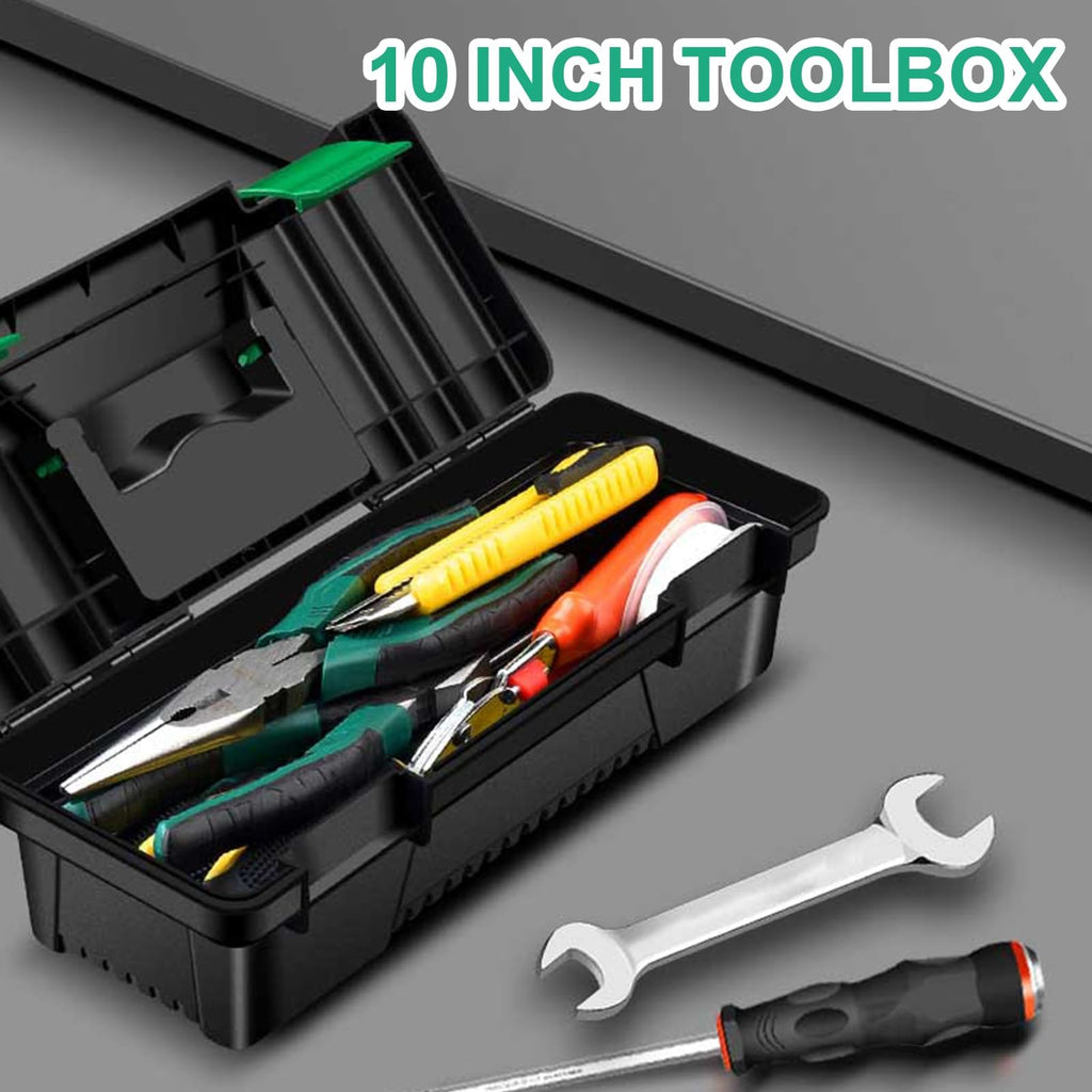 10-Inch Plastic Toolbox with Removable Tray and Double Lock P2784