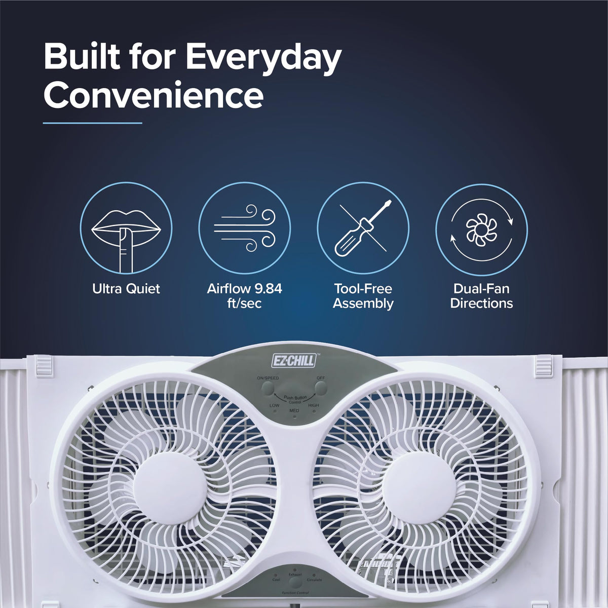 9” Window Fan with Remote Control, 3 Speed Dual Fans, White L388
