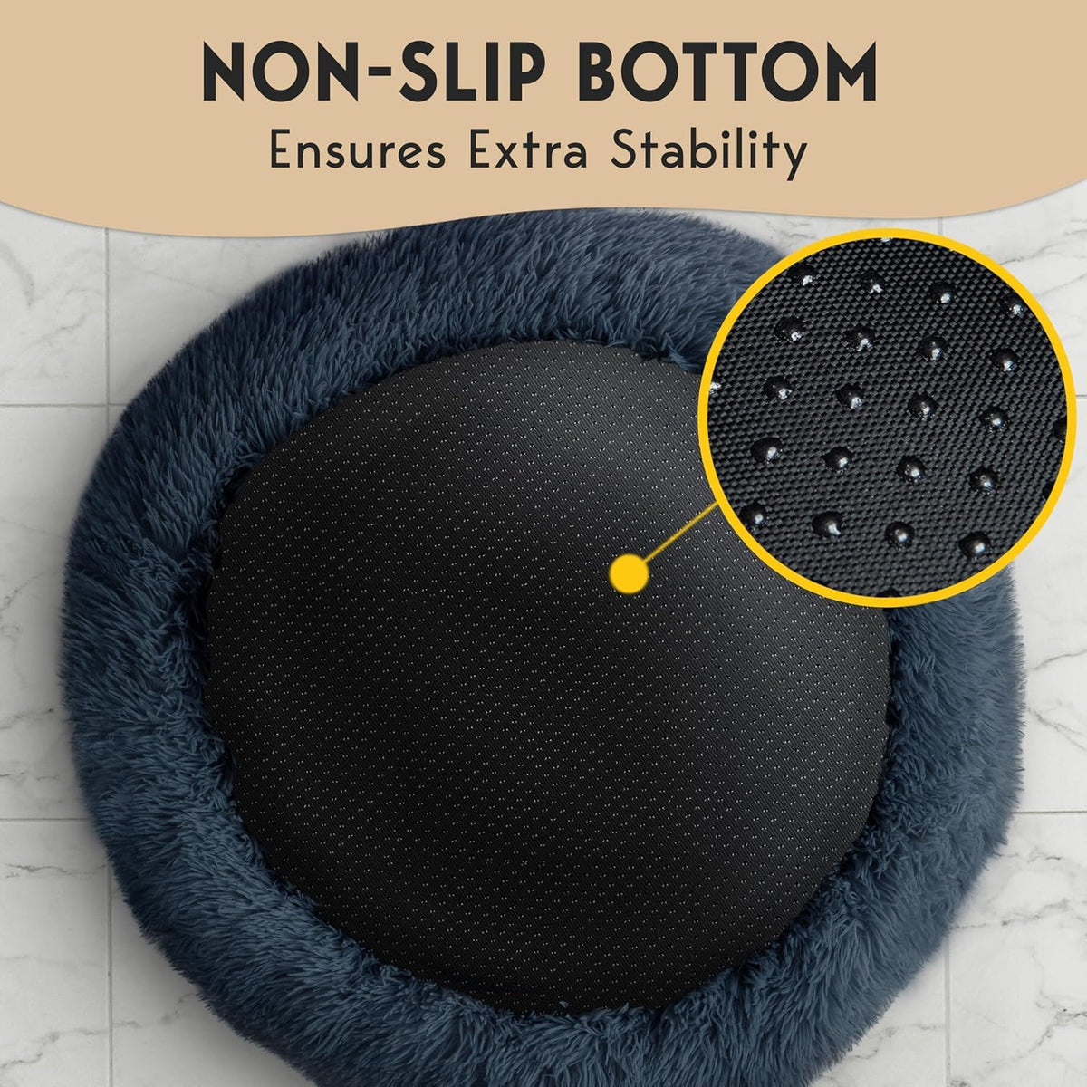 Medium Size Washable Anti-Slip Fluffy Plush Round Dog Bed U672852