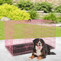 48" Large Double Door Folding Metal Wire Dog Crate with Divider Panel T86576