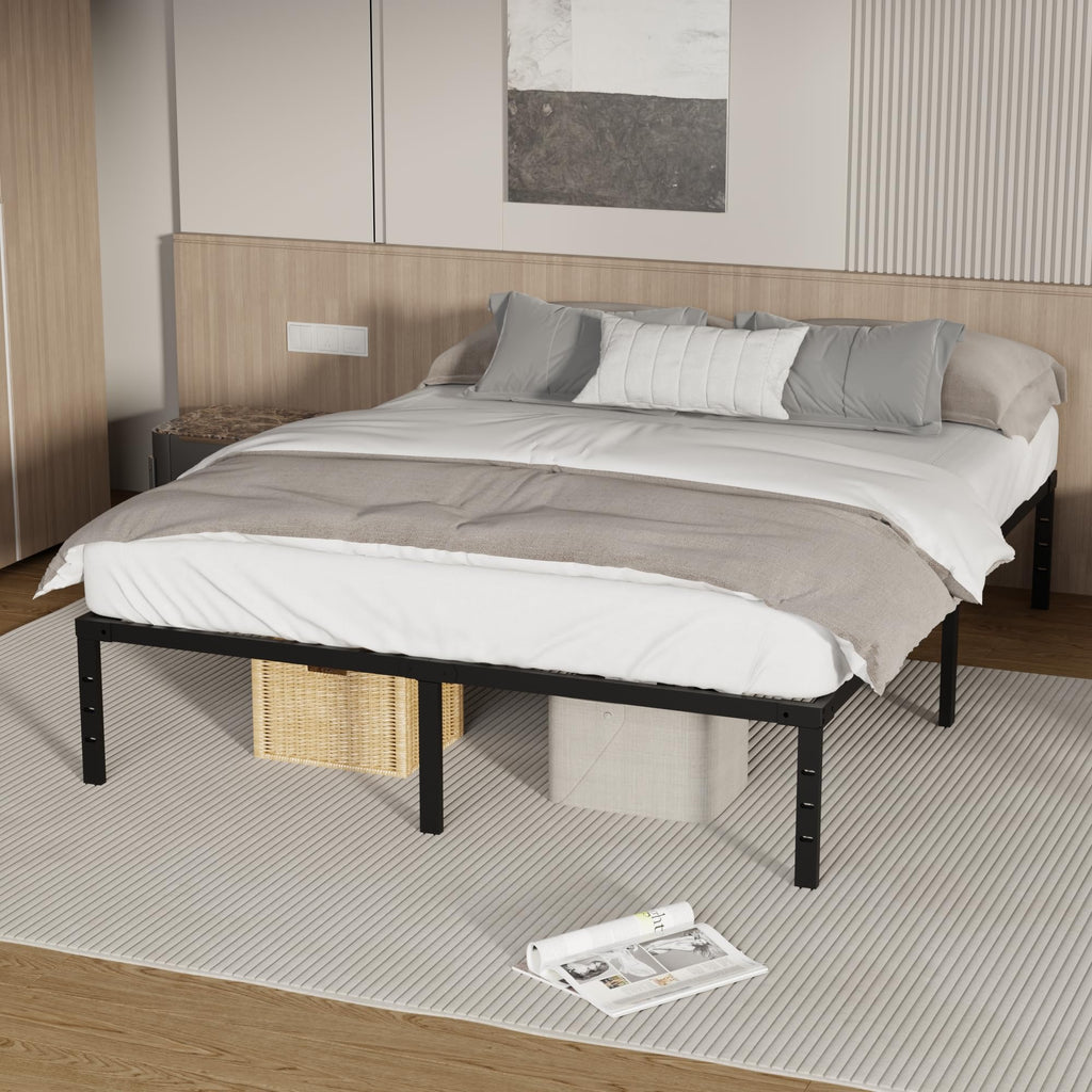 18 Inch Queen Size Metal Platform Bed Frame with Underbed Storage Z451909