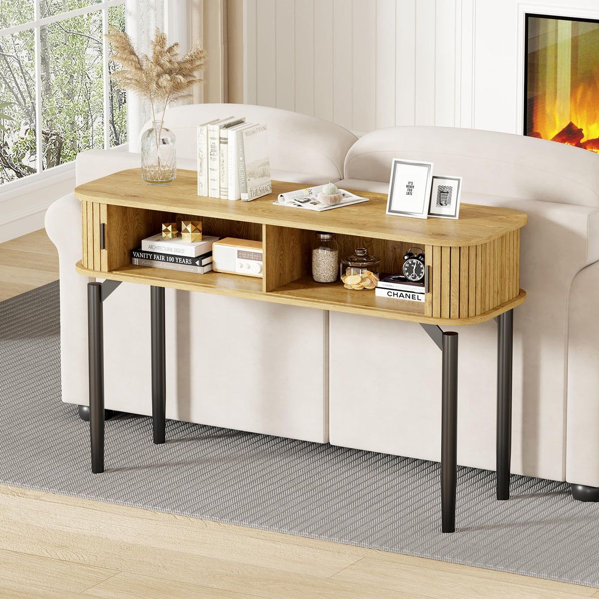 47 in Fluted Console Table with Storage G670019