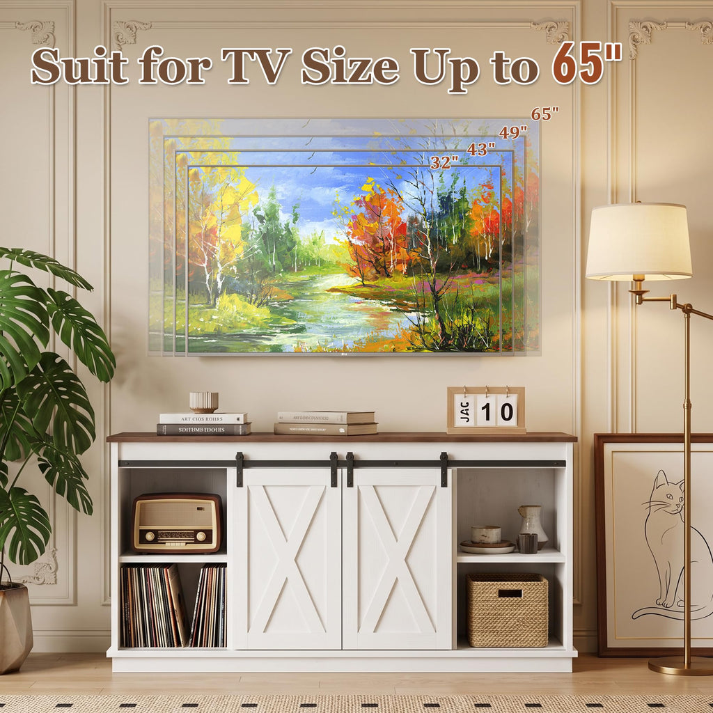 White TV Stand with Storage A7983