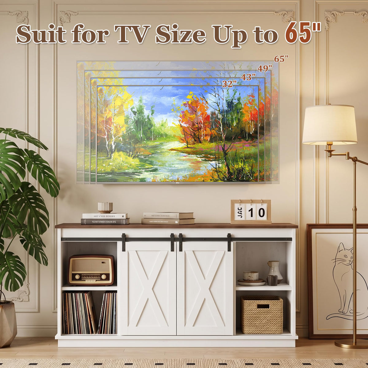 White TV Stand with Storage A7983