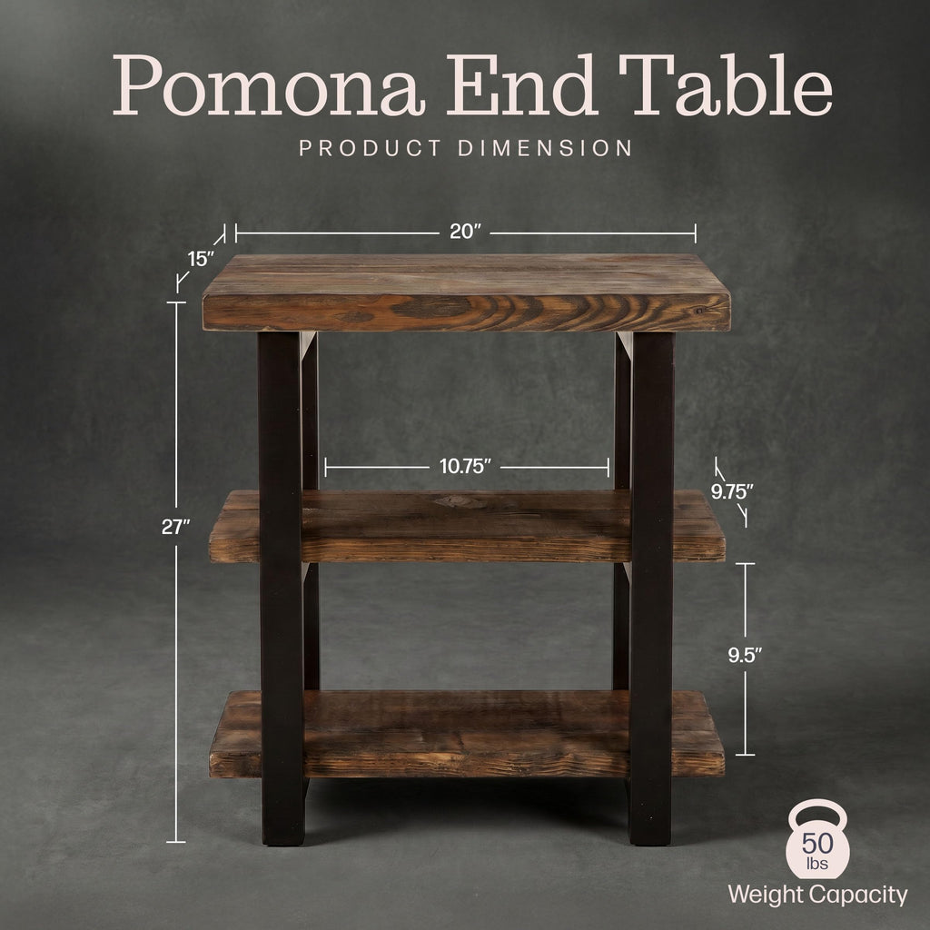 Solid Wood 3-Tier End Table V30606