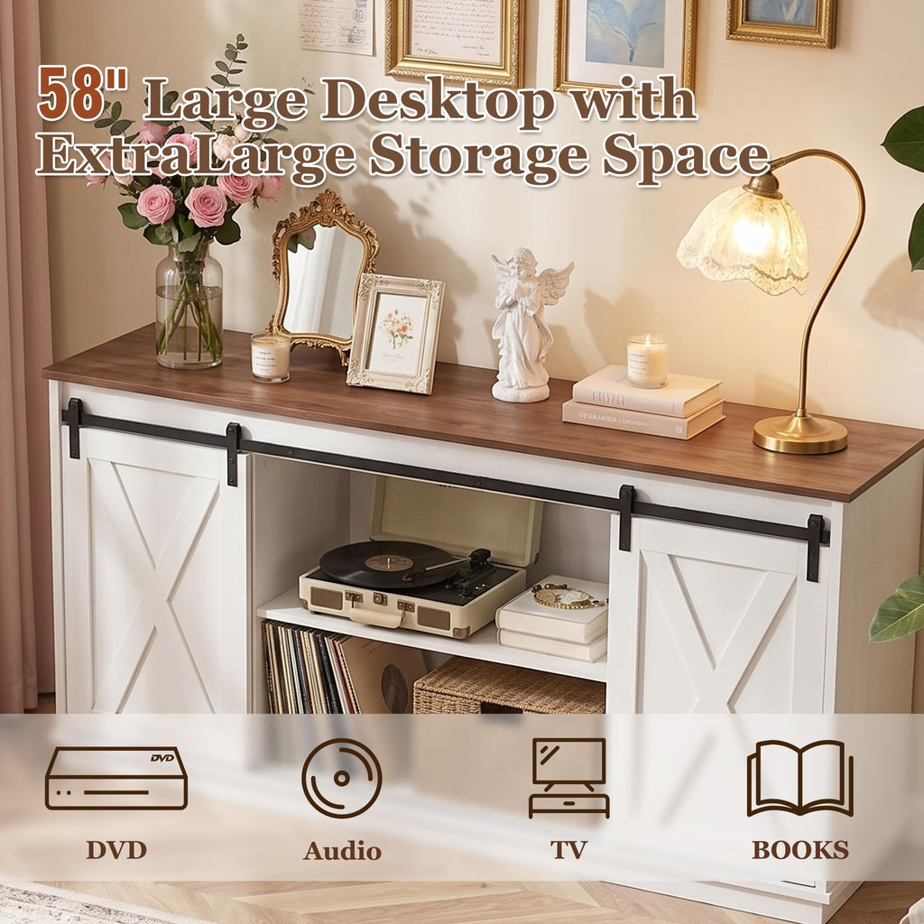 White TV Stand with Storage A7983