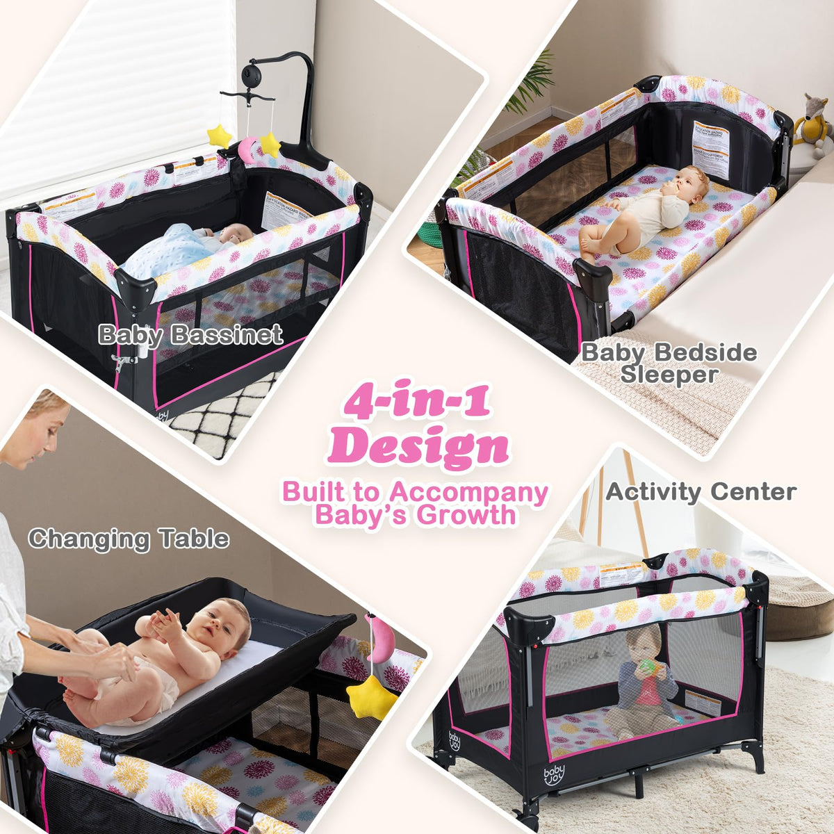 4 in 1 Pink Pack and Play S8130