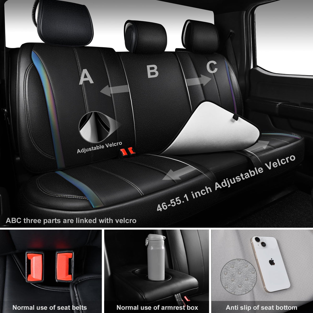 Nappa Leather Car Seat Covers 5 Seats Full Set A404896