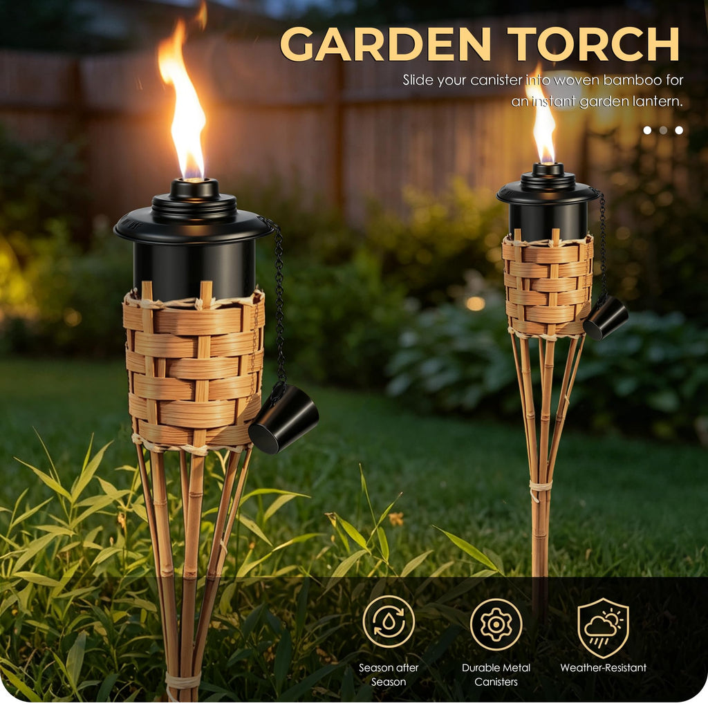 4 Pack 12oz Refillable Torch Canisters with Wicks I3510