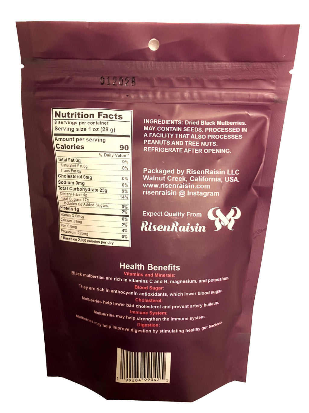 Dried Black Mulberries 8 oz No Sugar Added N60098
