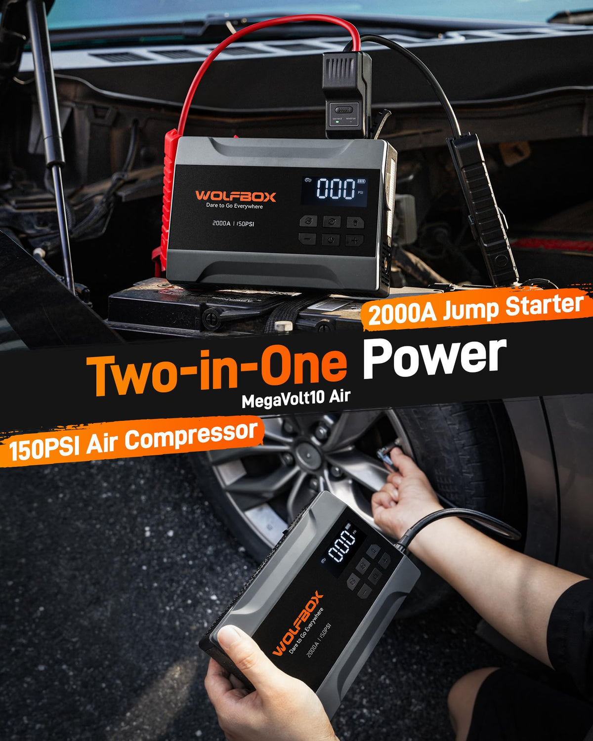 2000A Portable 12V Jump Starter with Air Compressor R223