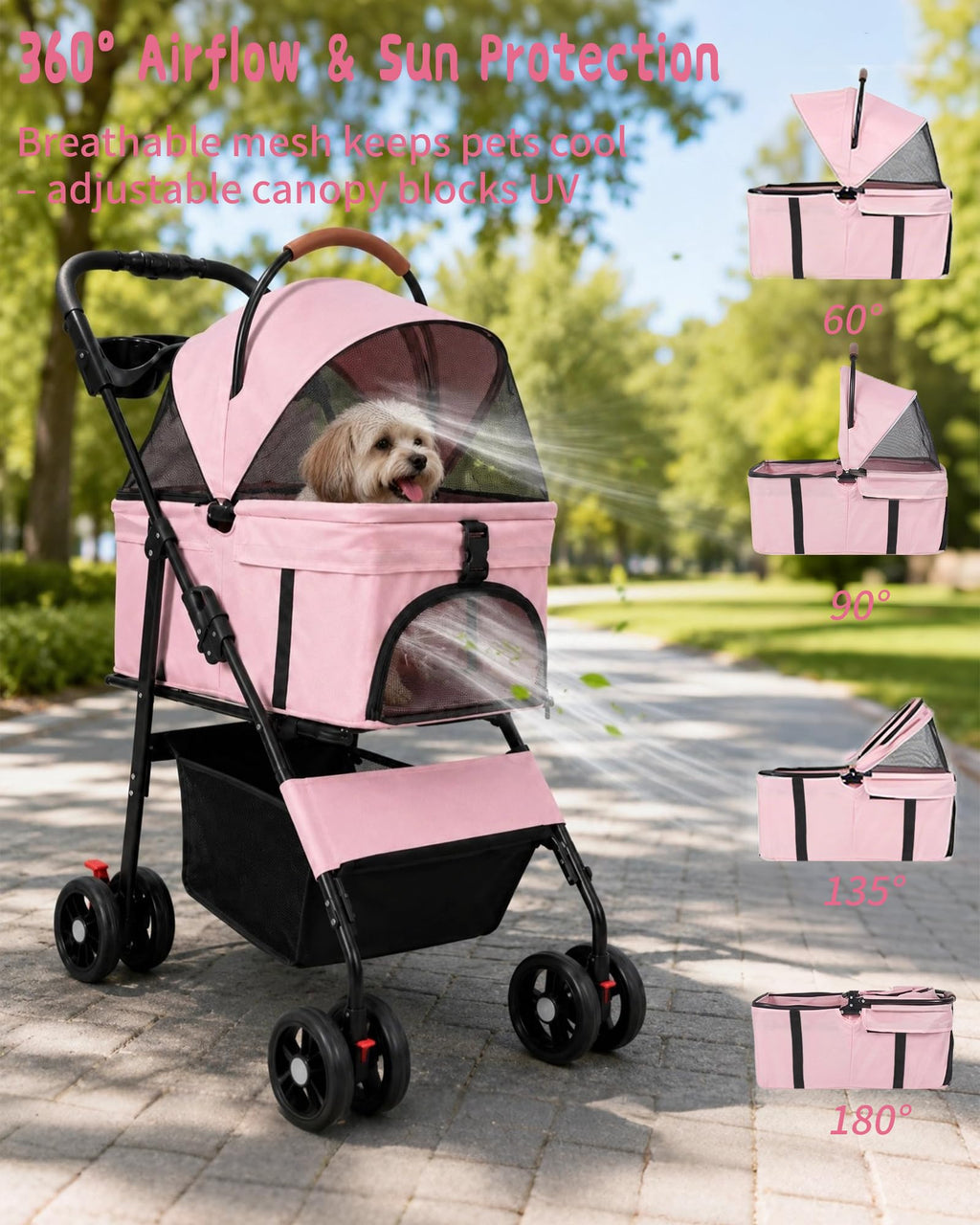 Foldable Pet Stroller with Detachable Carrier K408
